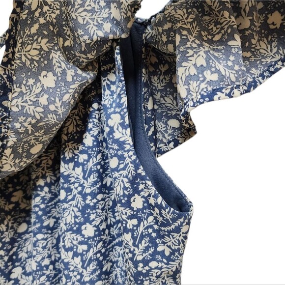 Julianas Dress M Blue Floral Ruffle Cold Shoulder Strappy Babydoll Y2K Fairycore - Picture 10 of 12